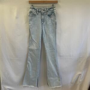 And Now This Womens Jeans Size 27 Light Wash Slide Ankle Slit Flare Raw Hem